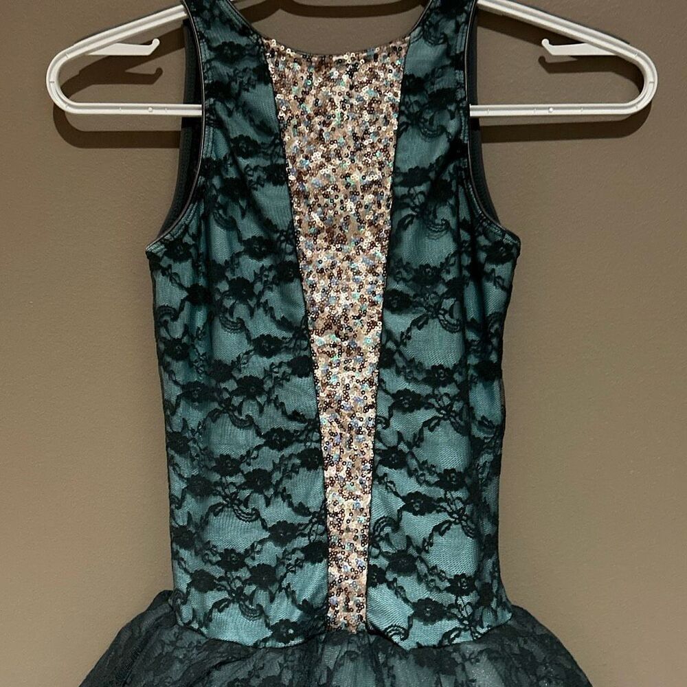Revolution Dance Costume Tute Sequins Body suit Tulle Greyish Light Blue - Picture 2 of 8